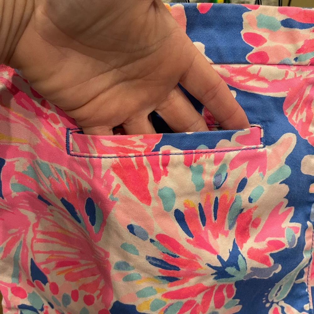 Lilly Pulitzer Pink and Blue Floral High Waist Shorts - Picture 7 of 11
